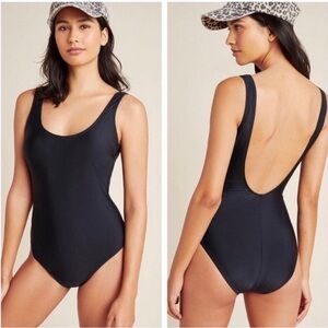 Anthropologie Swimsuit Womens XS Black One Piece Tropical Beach Bathing Suit NWT